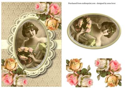 Vintage Roses and Cameo Portrait