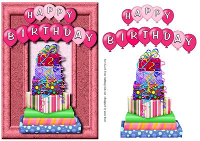 Happy Birthday Stack of Presents - Pink
