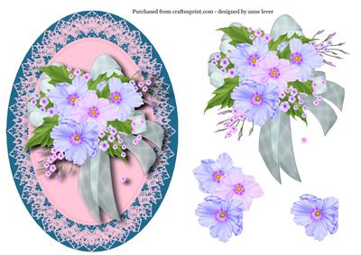 Bouquet and Lace Oval Topper & Decoupage
