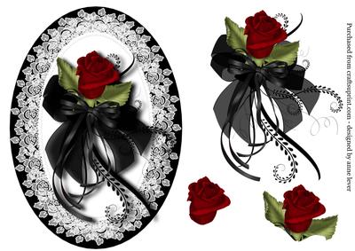 Red Rose & Lace Monochrome Topper
