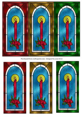 Stained Glass Christmas Candles Topper