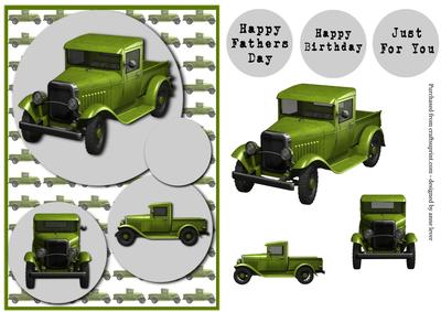 Vintage Green Pickup Truck + Decoupage