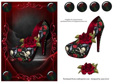 Gothic Diva Shoe - Skulls, Guns 'n' Roses