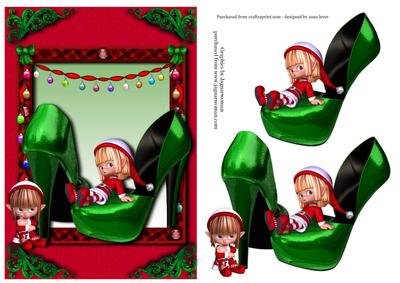 Green Christmas Diva Shoes & Elves