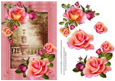 Peach & Pink Rose Fountain
