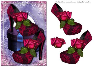 Magenta Lace Shoes + Decoupage
