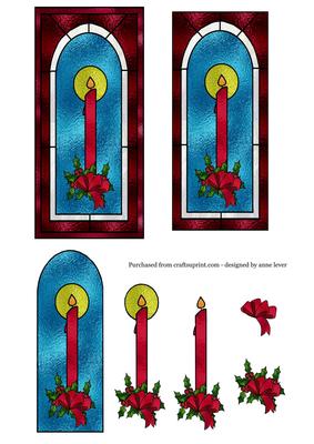 Stained Glass Candle + Decoupage - Red
