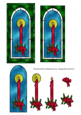 Stained Glass Candle + Decoupage - Green