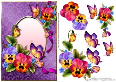 Beautiful Bright Pansies & Butterflies