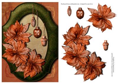 Copper Poinsettias & Vintage Frame