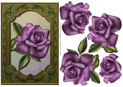 Single Purple Heritage Rose + Decoupage