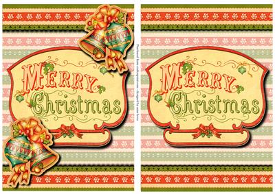 2 Vintage Merry Christmas Toppers