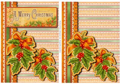 2 Vintage Christmas Holly Toppers