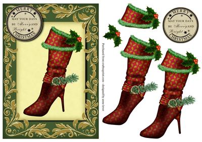 Christmas Holly & Tinsel Boot