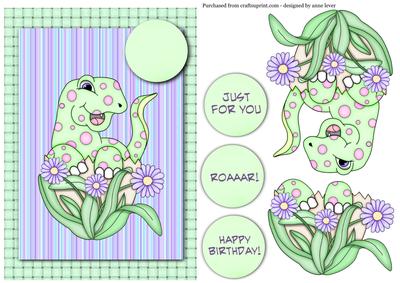 Cute Baby Dinosaur - Mint Green