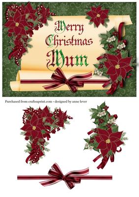 Merry Christmas Mum Scroll Topper