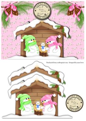 Snowman Nativity Christmas - Pink
