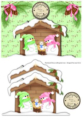Snowman Nativity Christmas - Green