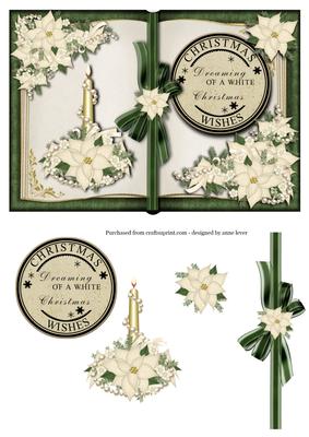 White Christmas Poinsettia Open Book Topper