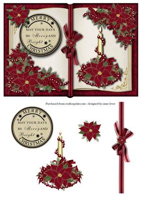 Red Poinsettias Open Book Topper