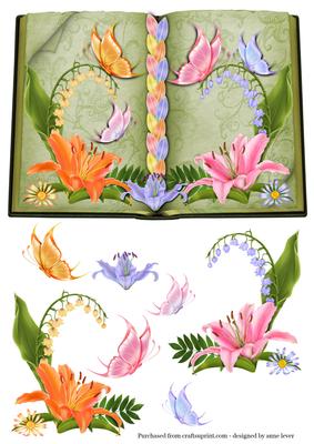 Lilies & Butterflies Open Book Topper