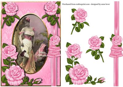 Vintage Lady in Corset & Pink Roses