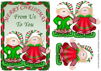 Blonde Elf Couple - Merry Christmas from Us to You