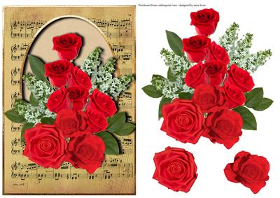 Vintage Sheet Music & Red Roses