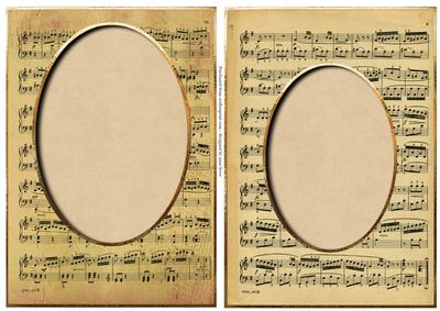 2 Sheet Music Frames Blank Card Fronts