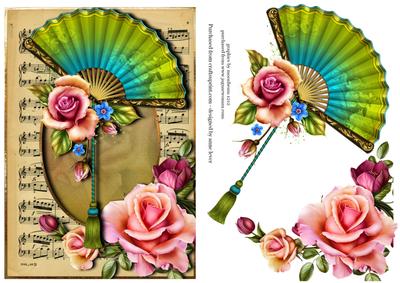 Vintage Sheet Music, Fan & Roses