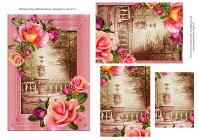 Peach & Pink Rose Fountain Pyramid Topper