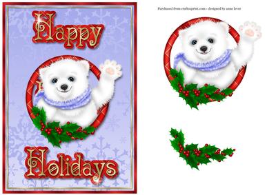 Polar Bear Happy Holidays + Decoupage