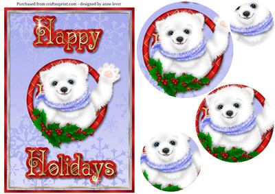 Polar Bear Happy Holidays - Circle Pyramid