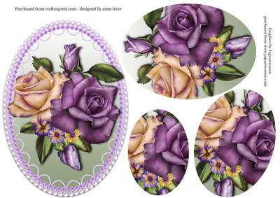 Heritage Roses in a Pearl Frame Oval Pyramid