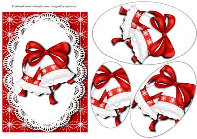 Red & White Christmas Bells Oval Pyramid