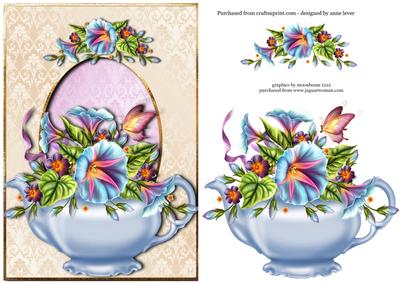 Morning Glory Filled Teapot Topper