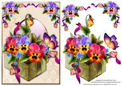 Gift Box Full of Pansies + Decoupage