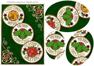 Trio of Christmas Greetings Oval Pyramid