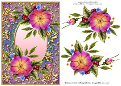 Wild Rose & Golden Frame + Decoupage
