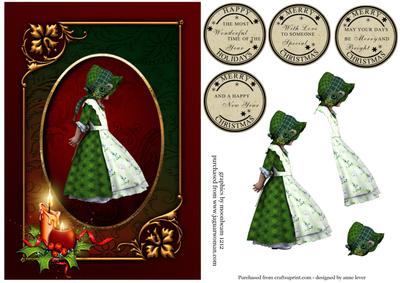 'holly Bonnet' Christmas Topper - Green