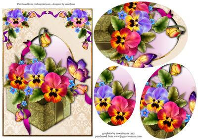Gift Box Full of Pansies Oval Pyramid