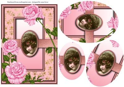 Vintage Cameo Pink Roses Oval Pyramid