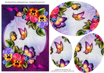 Beautiful Pansies & Butterflies Oval Stacker