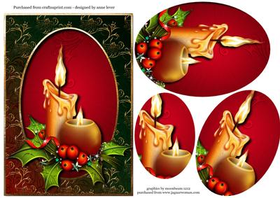 Traditional Christmas Candles Oval Pyramid - Red