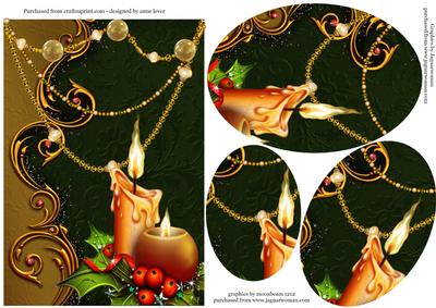Christmas Candles & Sparkle Oval Pyramid
