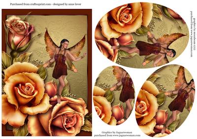 Autumn Rose Fairy Oval Pyramid Topper