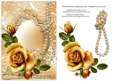 Gold Rose, Pearls & Shimmering Frame