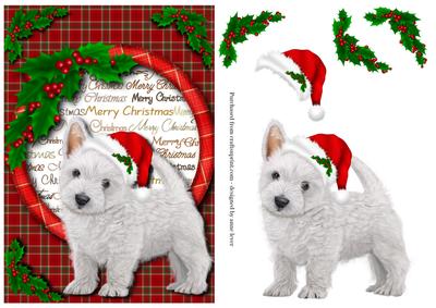 Westie Puppy Christmas + Decoupage