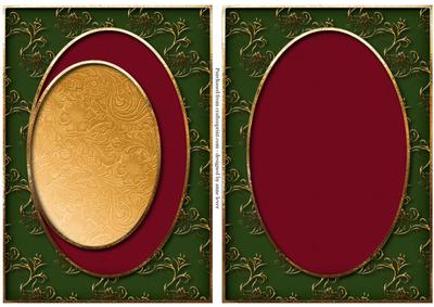 2 Blank Christmas Card Fronts - Gold Frame