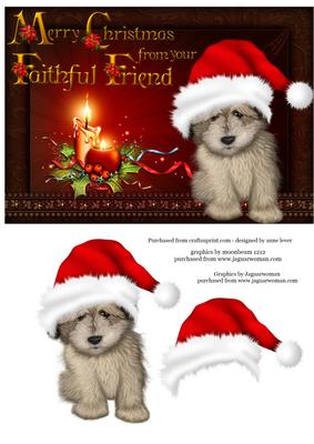 Merry Christmas from the Dog - Old English Sheepdog Pup